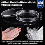 400 Pcs Sterile Plastic Petri Dishes with Lids