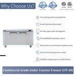 60" Commercial Undercounter Freezer with Fan Cooling