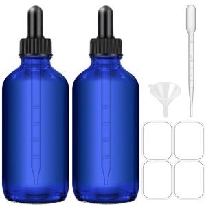 Blue Dropper Bottles, 4oz Tincture Set - 2-Pack
