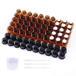 50 Pack 1ml Mini Amber Glass Bottles Set