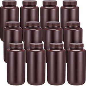 Kritkin 12 Pack 33.8 oz Wide Mouth Amber Bottles