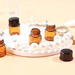 50 Pack 1ml Mini Amber Glass Bottles Set