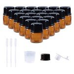 50 Pack 1ml Mini Amber Glass Bottles Set