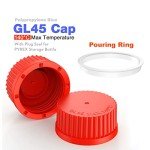 5-Pack GL45 Screw Caps with Pouring Ring - Red