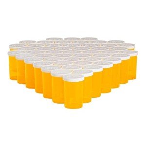 50 Pack Orange Empty Pill Bottles with Caps