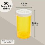 50 Pack Orange Empty Pill Bottles with Caps