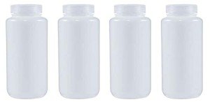 Luerflex 1000ml Wide Mouth Plastic Reagent Bottles - Pack of 4