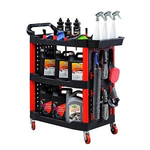 3-Tier Rolling Utility Cart for Mechanics & Detailers