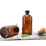 16oz Amber Glass Boston Bottles with Caps - 2pcs