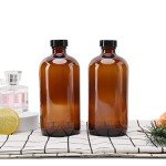 16oz Amber Glass Boston Bottles with Caps - 2pcs