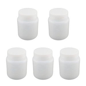 5-Pack 300ml Wide Mouth PE Plastic Lab Bottles