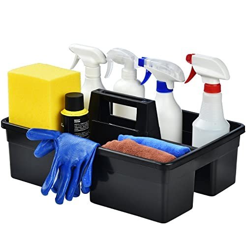 Large Stackable 3-Compartment Plastic Cleaning Caddy