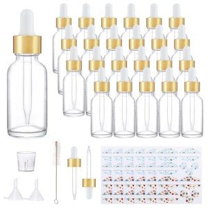 24 Pack 1oz Clear Glass Bottles with Droppers