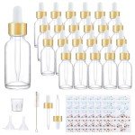 24 Pack 1oz Clear Glass Bottles with Droppers