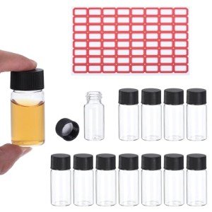 10ml Clear Glass Sample Vials with Screw Caps - 12 Pack