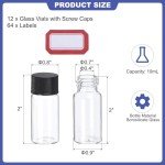 10ml Clear Glass Sample Vials with Screw Caps - 12 Pack