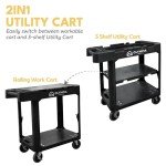 Heavy Duty Rolling Utility Cart with Ergonomic Handle