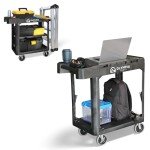 Heavy Duty Rolling Utility Cart with Ergonomic Handle