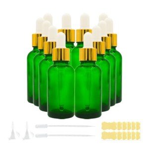 1oz Green Glass Dropper Bottle for Essential Oils