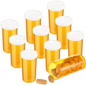 ElevateTech Small Clear Pill Bottles with Caps