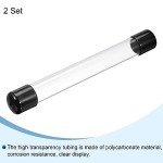 PATIKIL Clear Plastic Tube with Rubber Caps, 2 Set