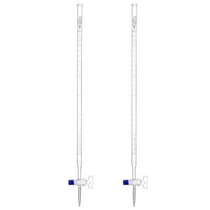 QWORK 25mL Borosilicate Burette with Stopcock - 2 Pack