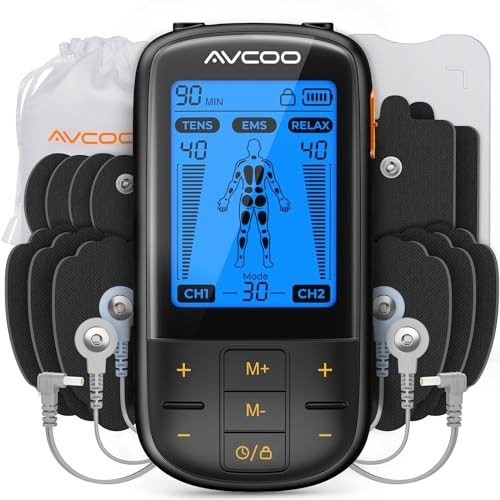 AVCOO 3-in-1 TENS Unit with 30 Modes & Pads
