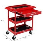 Heavy Duty 3-Tier Rolling Tool Cart with Drawer