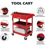 Heavy Duty 3-Tier Rolling Tool Cart with Drawer