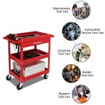 Heavy Duty 3-Tier Rolling Tool Cart with Drawer