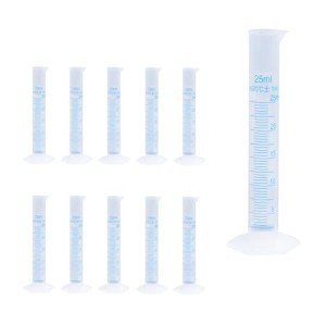 10 Pack Clear 25ml Measuring Cylinders for Labs