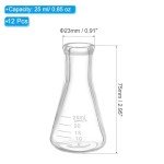 Patikil 12-Pack 25ml Lab Erlenmeyer Flasks