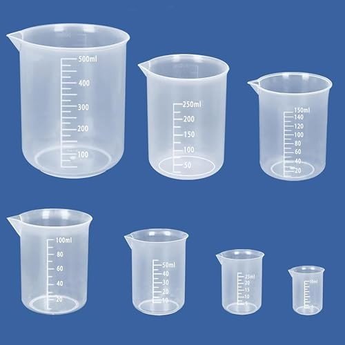 Plastic Graduated Cylinder and Beakers Set, 7 Sizes