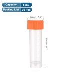 5mL Plastic Cryogenic Vials - 36 Pack, Orange Clear