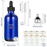 Blue Boston Bottles with Glass Droppers - 16 Pack