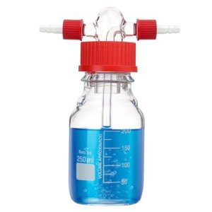 250mL Glass Gas Washing Bottle with PTFE Cap