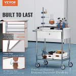 VEVOR Stainless Steel 2-Layer Lab Utility Cart