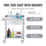 VEVOR Stainless Steel 2-Layer Lab Utility Cart