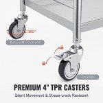 VEVOR Stainless Steel 2-Layer Lab Utility Cart