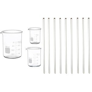 Glass Measuring Beaker Set with Stirring Rods