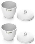 QWORK 50ml Porcelain Crucibles with Lids - 2 Pack
