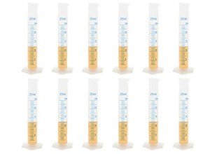 12-Pack 25ml Clear Plastic Graduated Cylinders