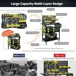 Lumizone 3-Tier Rolling Tool Cart with Pegboard
