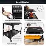 Lumizone 3-Tier Rolling Tool Cart with Pegboard