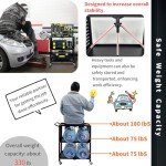 Lumizone 3-Tier Rolling Tool Cart with Pegboard