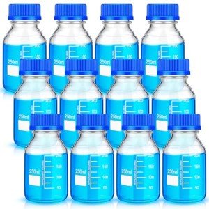 12 Pack Borosilicate Media Storage Bottles - 250ml
