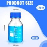 12 Pack Borosilicate Media Storage Bottles - 250ml