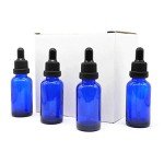 Blue Glass Dropper Bottles 1oz - 6 Pack