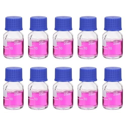 10 Pack 25ml Borosilicate Glass Lab Storage Bottles