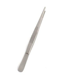 7" Stainless Steel Thumb Dressing Forceps - Serrated Tip
